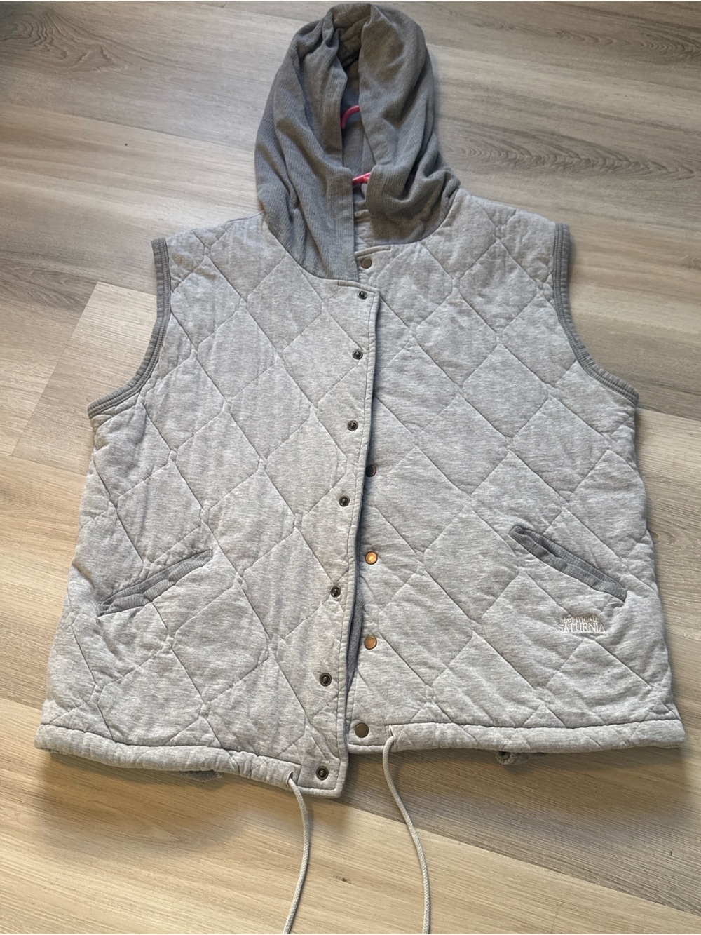 Quilted Hooded Vest in Light Gray